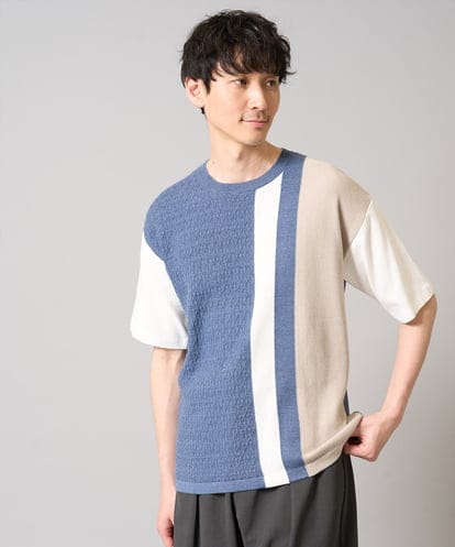 KHFGA67059  【洗濯機で洗える】ニットベスト切替カットソー