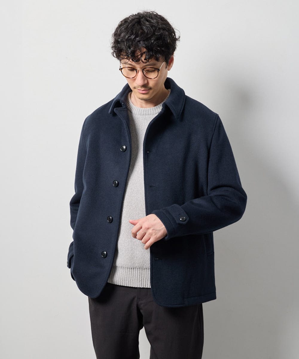 KHJAG09219 a.v.v MEN(アー・ヴェ・ヴェ) ライトビーバーショートジャケット ネイビー