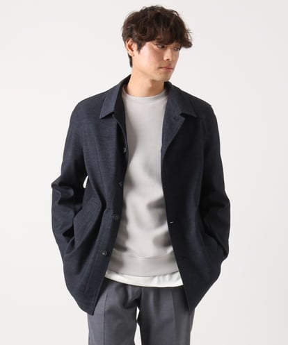 KHJEA12129 a.v.v MEN 【洗濯機で洗える】スマートシャンブレーステンカラーショートコート(ON/OFF兼用 セットアップ可)