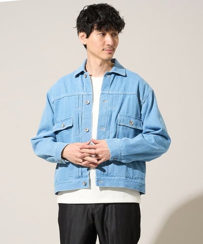 KHJED10119  【洗濯機で洗える】ワイドシルエットデニムジャケット