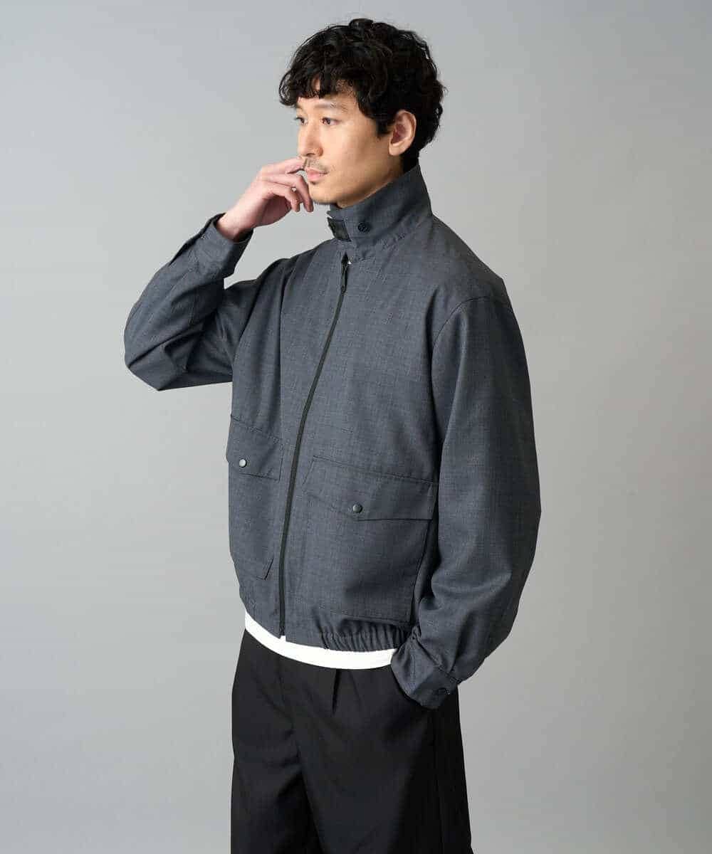 KHJED12129 a.v.v MEN(アー・ヴェ・ヴェ) ＼秋の上品見えブルゾン／ワイドシルエットショートブルゾン【イージーケア/洗濯機で洗える/毛玉になりにくい】 ネイビー