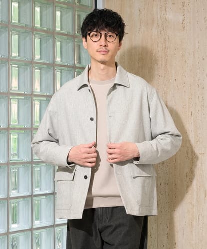 KHJFD14109 a.v.v MEN ＼上品さとラフさを両立する／メランジストレッチカバーオール【イージーケア/洗濯機で洗える/速乾/毛玉になりにくい/ストレッチ】