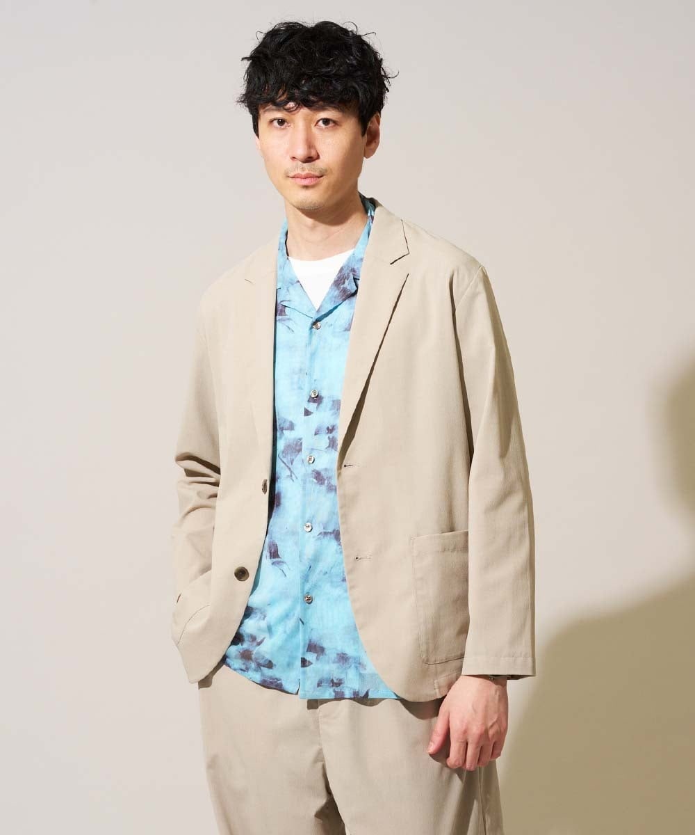 KHJFD24109 a.v.v MEN(アー・ヴェ・ヴェ) 春夏のカジュアルジャケットスタイルにぜひ【イージーケア/洗濯機で洗える/毛玉になりにくい/ストレッチ】春リライト テーラードジャケット ベージュ