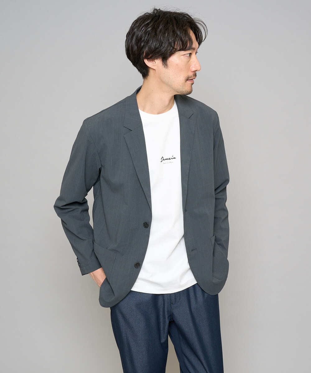 KHJFD24109 a.v.v MEN(アー・ヴェ・ヴェ) 春夏のカジュアルジャケットスタイルにぜひ【イージーケア/洗濯機で洗える/毛玉になりにくい/ストレッチ】春リライト テーラードジャケット ダークグレー