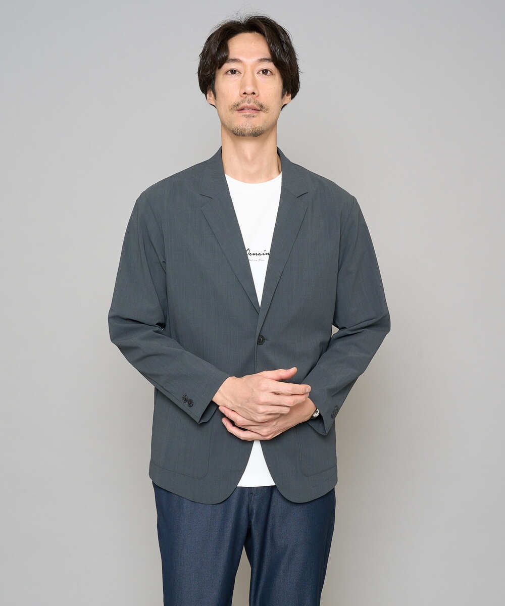 KHJFD24109 a.v.v MEN(アー・ヴェ・ヴェ) 春夏のカジュアルジャケットスタイルにぜひ【イージーケア/洗濯機で洗える/毛玉になりにくい/ストレッチ】春リライト テーラードジャケット ダークグレー