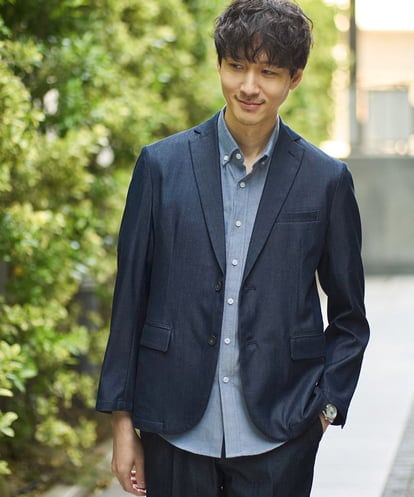 KHJGA35119 a.v.v MEN 【イージーケア/接触冷感】スマートシャンブレーサマージャケット【ON/OFF兼用】(セットアップ対応） 