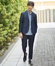 KHJGA35119 a.v.v MEN(アー・ヴェ・ヴェ) 【イージーケア/接触冷感】スマートシャンブレーサマージャケット【ON/OFF兼用】(セットアップ対応）  ダークグレー