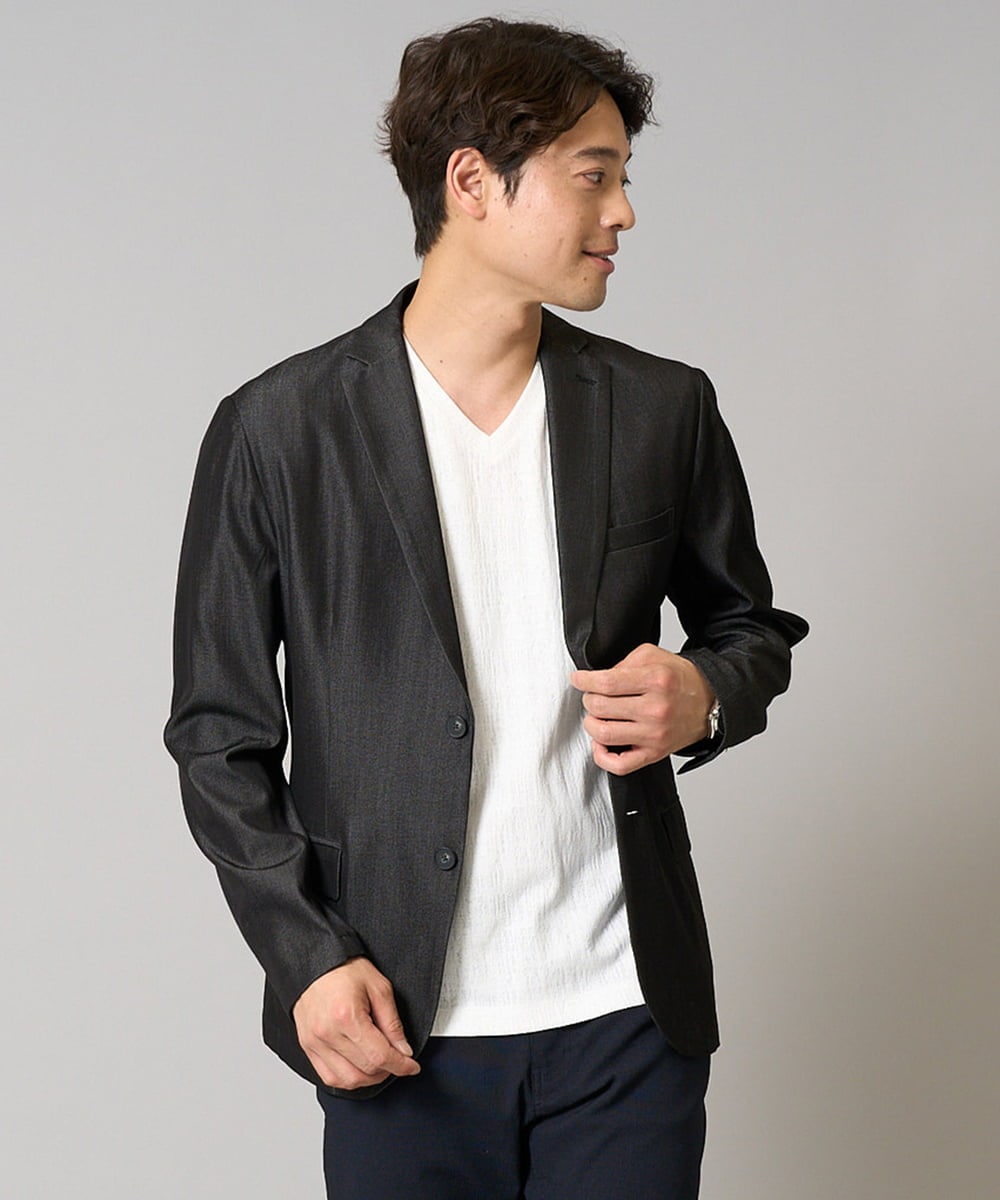 KHJGA35119 a.v.v MEN(アー・ヴェ・ヴェ) 【イージーケア/接触冷感】スマートシャンブレーサマージャケット【ON/OFF兼用】(セットアップ対応）  ダークグレー
