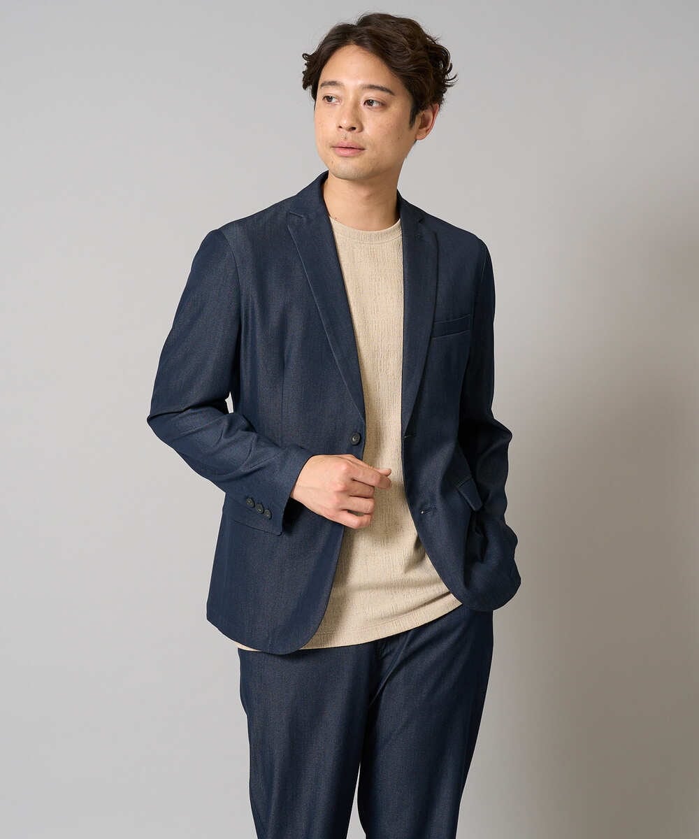 KHJGA35119 a.v.v MEN(アー・ヴェ・ヴェ) 【イージーケア/接触冷感】スマートシャンブレーサマージャケット【ON/OFF兼用】(セットアップ対応）  ダークグレー
