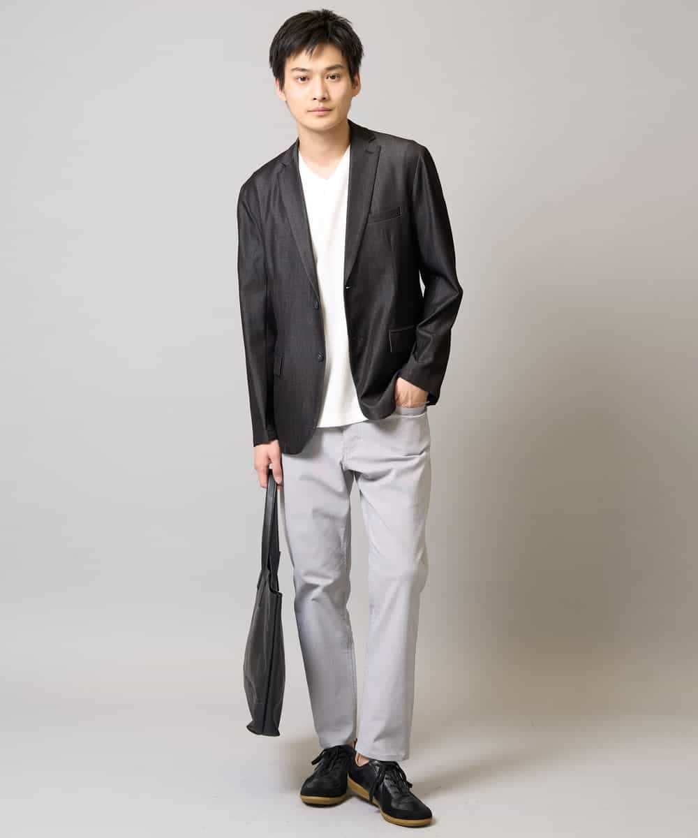 KHJGA35119 a.v.v MEN(アー・ヴェ・ヴェ) 【イージーケア/接触冷感】スマートシャンブレーサマージャケット【ON/OFF兼用】(セットアップ対応）  ダークグレー
