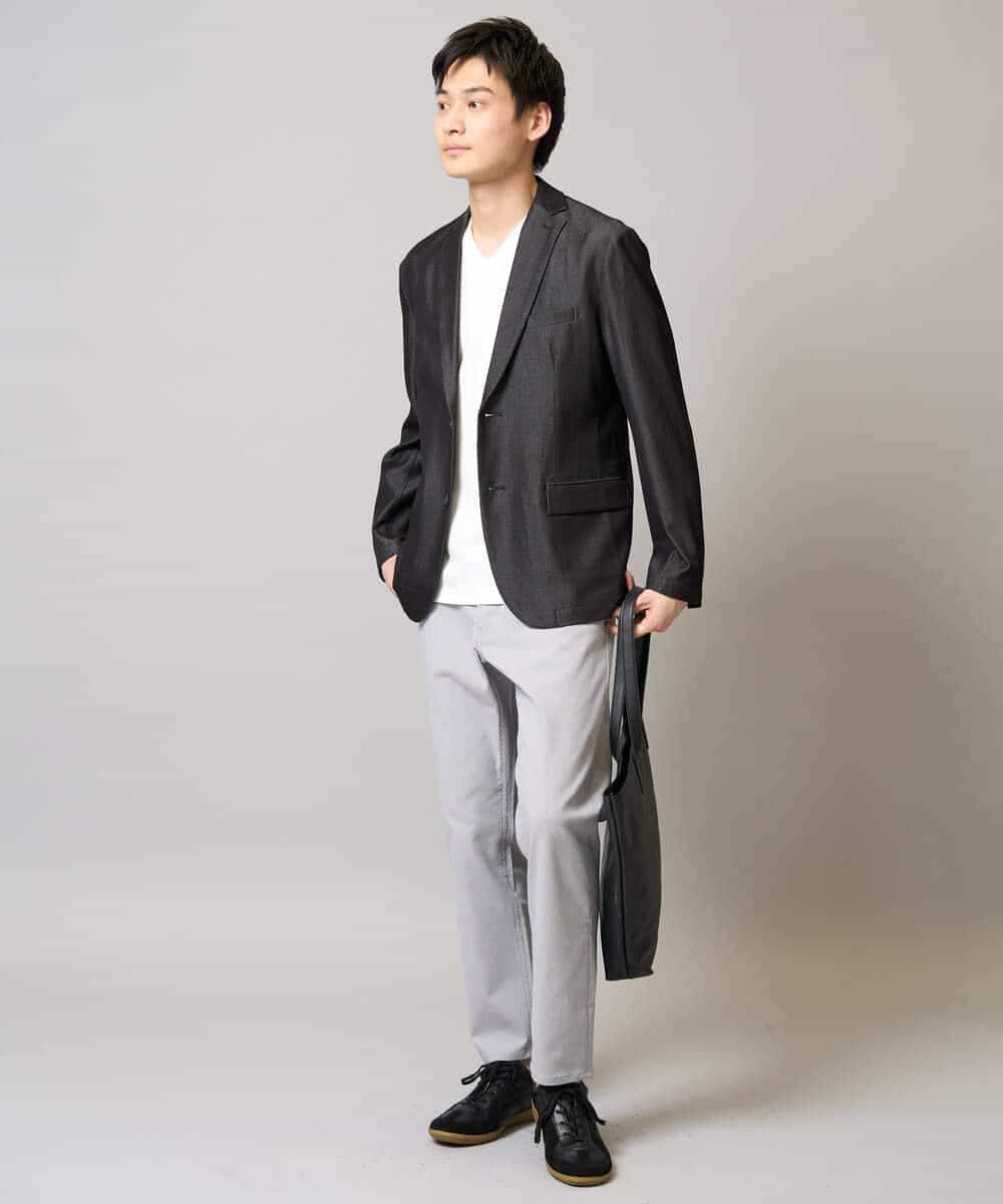 KHJGA35119 a.v.v MEN(アー・ヴェ・ヴェ) 【イージーケア/接触冷感】スマートシャンブレーサマージャケット【ON/OFF兼用】(セットアップ対応）  ダークグレー