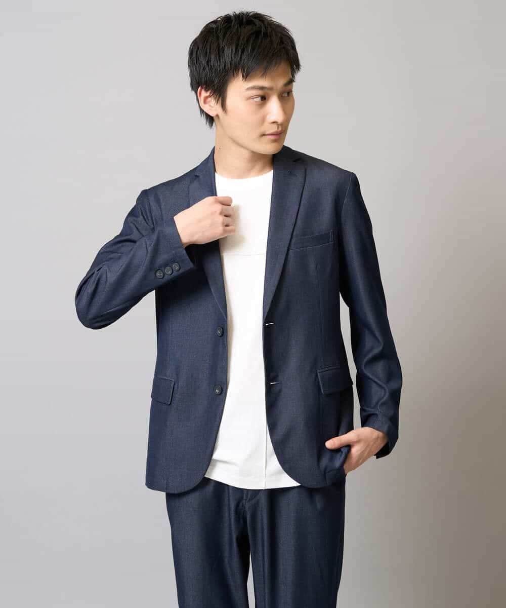 KHJGA35119 a.v.v MEN(アー・ヴェ・ヴェ) 【イージーケア/接触冷感】スマートシャンブレーサマージャケット【ON/OFF兼用】(セットアップ対応）  ダークグレー