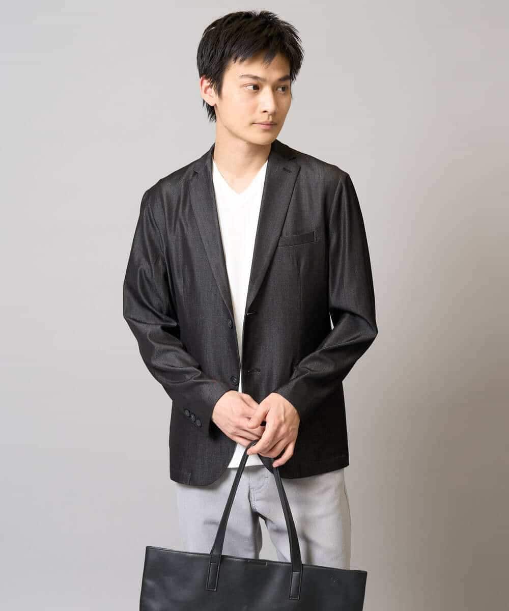 KHJGA35119 a.v.v MEN(アー・ヴェ・ヴェ) 【イージーケア/接触冷感】スマートシャンブレーサマージャケット【ON/OFF兼用】(セットアップ対応）  ダークグレー