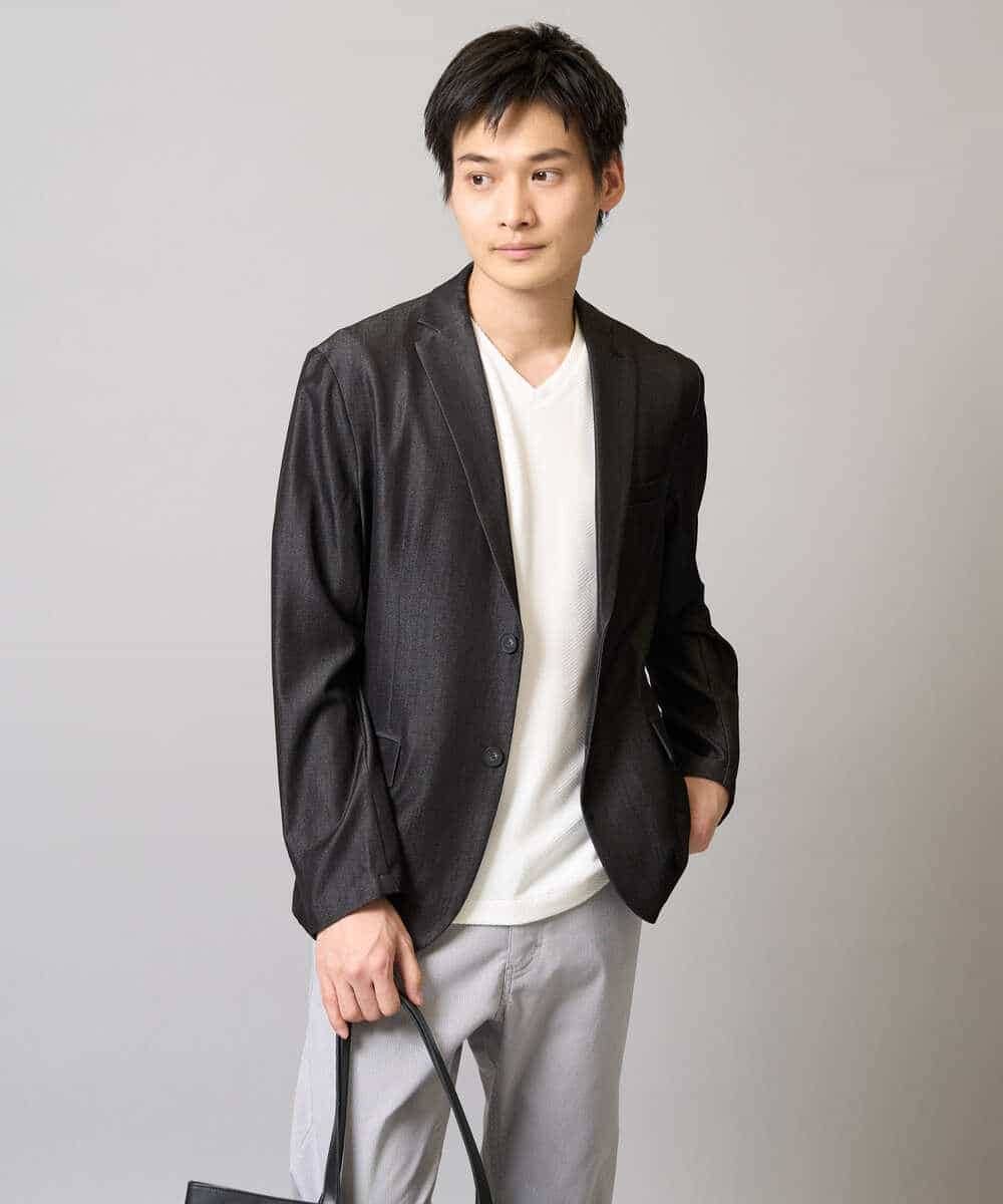 KHJGA35119 a.v.v MEN(アー・ヴェ・ヴェ) 【イージーケア/接触冷感】スマートシャンブレーサマージャケット【ON/OFF兼用】(セットアップ対応）  ダークグレー