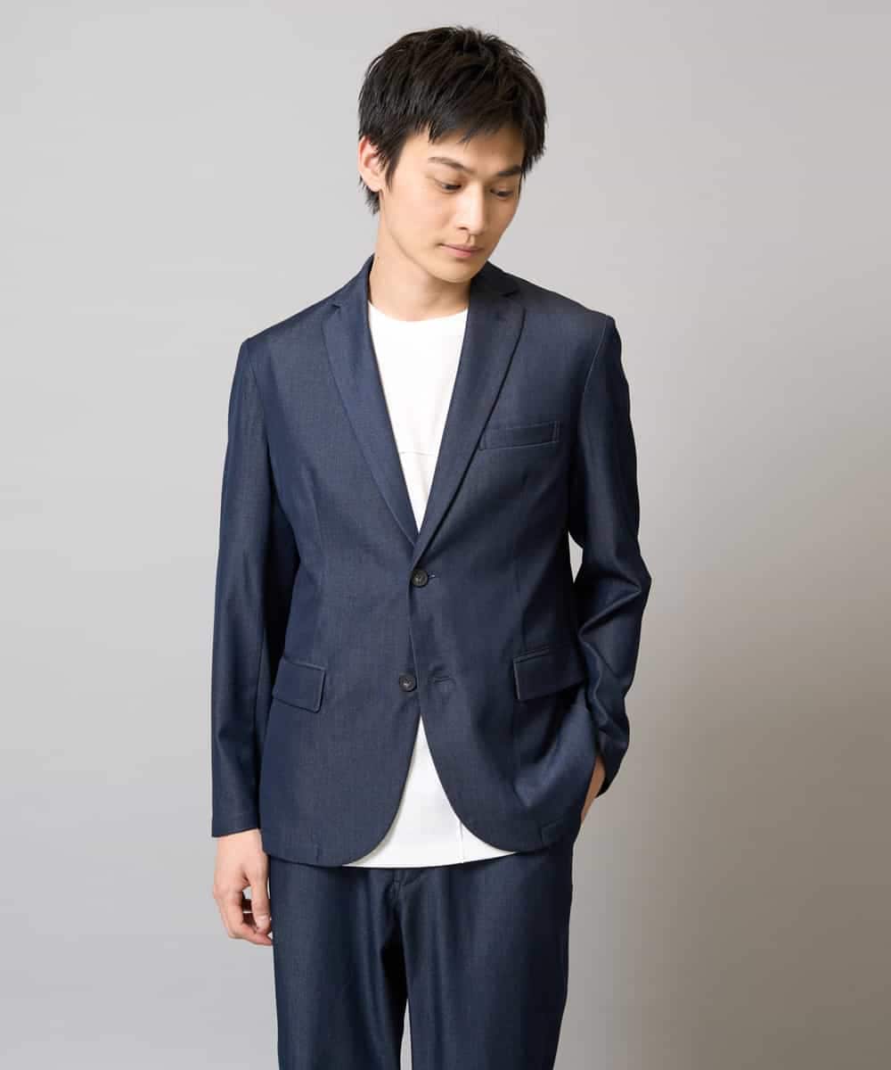 KHJGA35119 a.v.v MEN(アー・ヴェ・ヴェ) 【イージーケア/接触冷感】スマートシャンブレーサマージャケット【ON/OFF兼用】(セットアップ対応）  ダークグレー