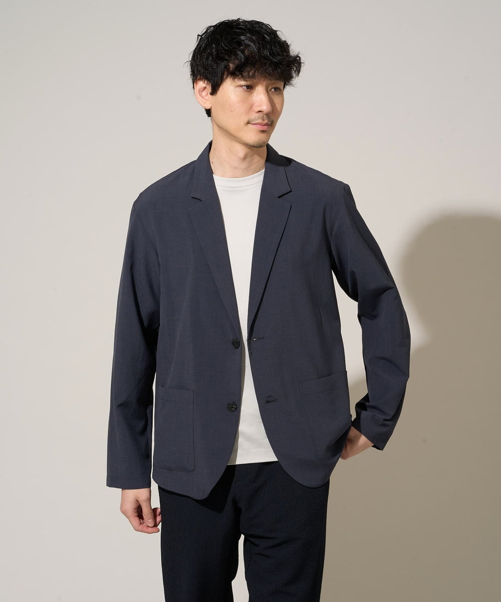 KHJGD40109 a.v.v MEN(アー・ヴェ・ヴェ) 春夏のカジュアルジャケットスタイルにぜひ【イージーケア/洗濯機で洗える/接触冷感/吸水速乾/UVカット/ストレッチ】リライトテーラードジャケット ダークグレー