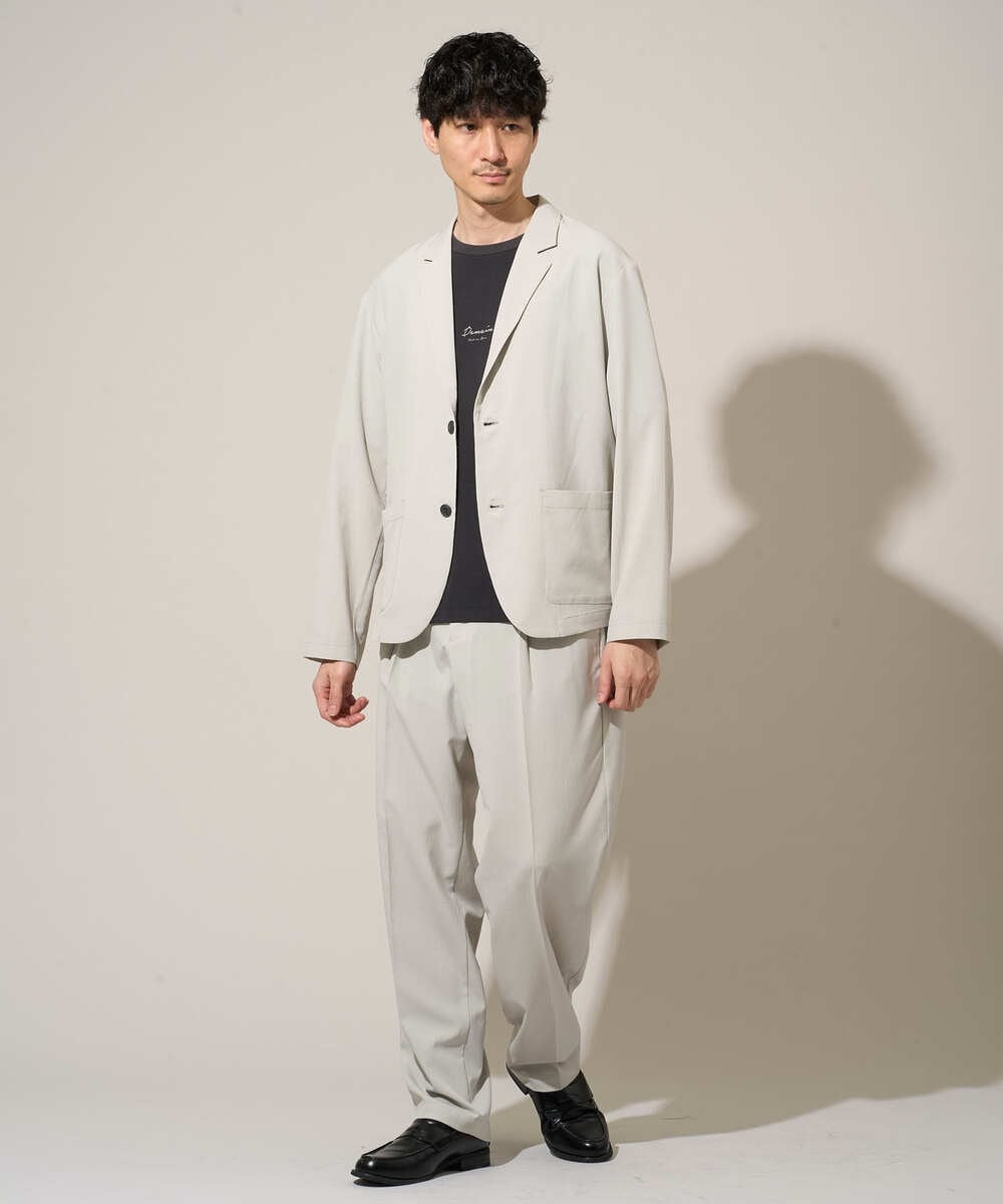 KHJGD40109 a.v.v MEN(アー・ヴェ・ヴェ) 春夏のカジュアルジャケットスタイルにぜひ【イージーケア/洗濯機で洗える/接触冷感/吸水速乾/UVカット/ストレッチ】リライトテーラードジャケット ダークグレー