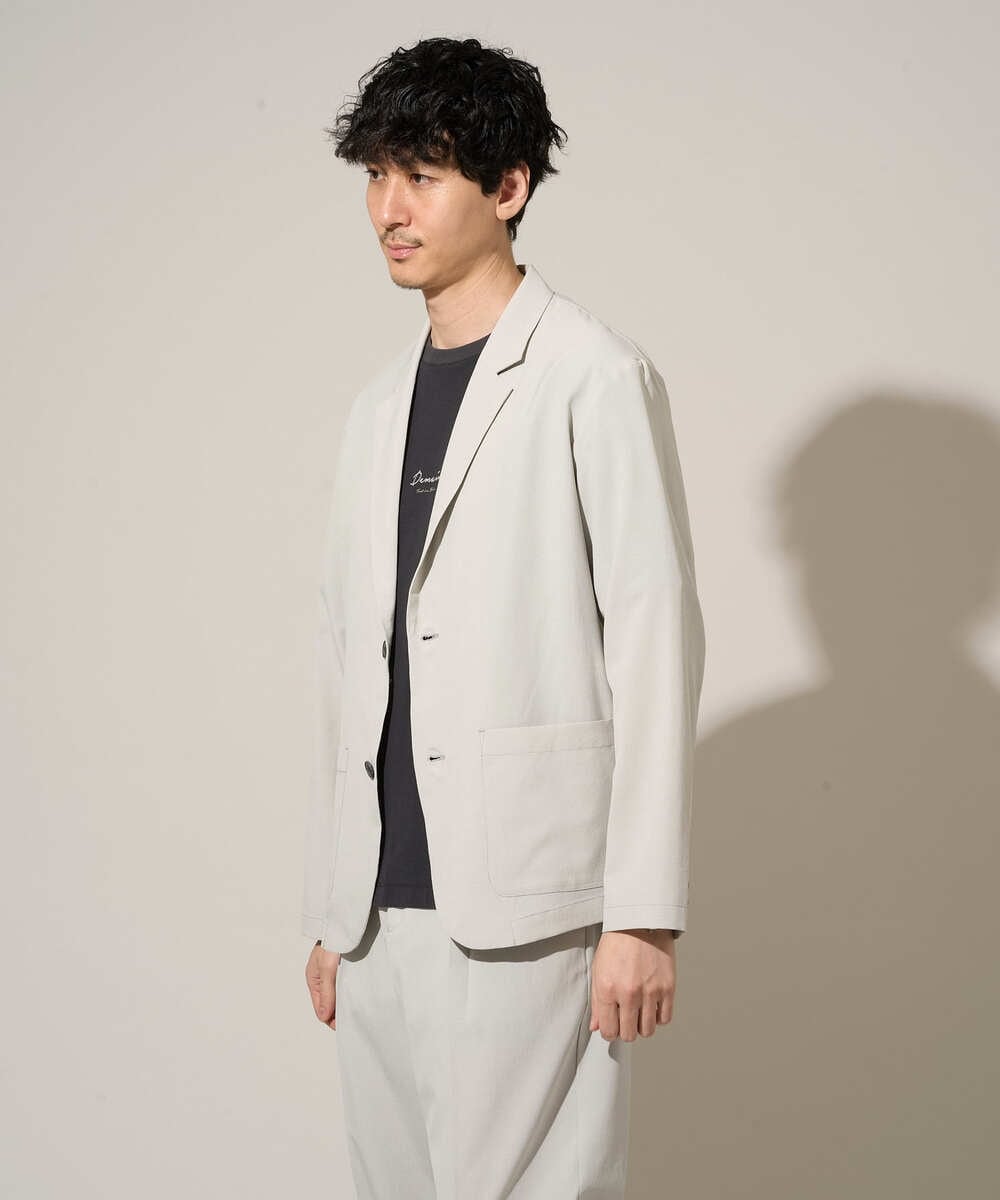 KHJGD40109 a.v.v MEN(アー・ヴェ・ヴェ) 春夏のカジュアルジャケットスタイルにぜひ【イージーケア/洗濯機で洗える/接触冷感/吸水速乾/UVカット/ストレッチ】リライトテーラードジャケット ダークグレー