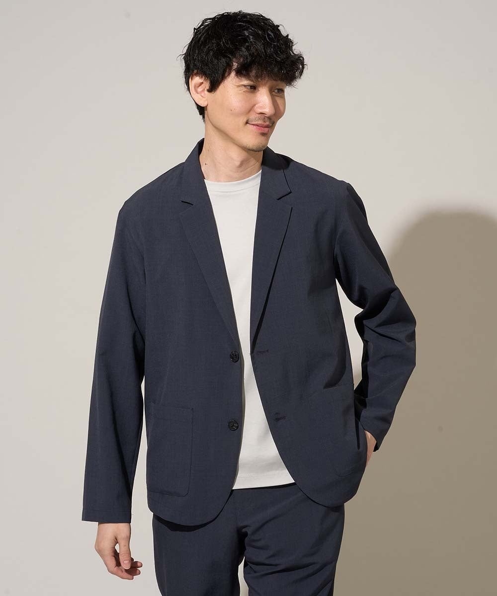 KHJGD40109 a.v.v MEN(アー・ヴェ・ヴェ) 春夏のカジュアルジャケットスタイルにぜひ【イージーケア/洗濯機で洗える/接触冷感/吸水速乾/UVカット/ストレッチ】リライトテーラードジャケット ダークグレー