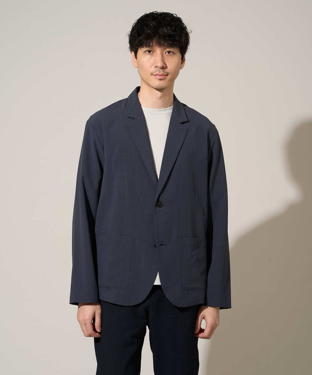 KHJGD40109 a.v.v MEN(アー・ヴェ・ヴェ) 春夏のカジュアルジャケットスタイルにぜひ【イージーケア/洗濯機で洗える/接触冷感/吸水速乾/UVカット/ストレッチ】リライトテーラードジャケット ダークグレー