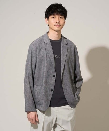 KHJGD41109 a.v.v MEN 大人の夏ジャケット【接触冷感/吸水速乾/シワになりにくい/イージーケア/洗濯機で洗える】メランジテーラードジャケット