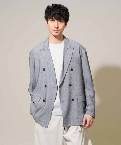 KHJGD43129 a.v.v MEN 【洗濯機で洗える/ストレッチ】シアーメランジダブルプレストジャケット