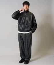 KHJJA12129 a.v.v MEN(アー・ヴェ・ヴェ) 【洗濯機で洗える】フェイクレザーブルゾン ブラック