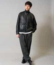 KHJJA12129 a.v.v MEN(アー・ヴェ・ヴェ) 【洗濯機で洗える】フェイクレザーブルゾン ブラック