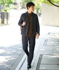 KHJKA05119 a.v.v MEN(アー・ヴェ・ヴェ) 【春の通勤におすすめ/イージーケア/洗濯機で洗える】〈ON/OFF SERIES〉デニムライクストレッチスマートジャケット ダークグレー