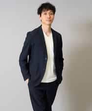 KHJKA05119 a.v.v MEN(アー・ヴェ・ヴェ) 【春の通勤におすすめ/イージーケア/洗濯機で洗える】〈ON/OFF SERIES〉デニムライクストレッチスマートジャケット ダークグレー