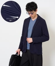 KHJKA15109 a.v.v MEN(アー・ヴェ・ヴェ) <初秋におすすめ！>ハニカムジャージースマートジャケット【イージーケア/ストレッチ/洗濯機で洗える】 ネイビー