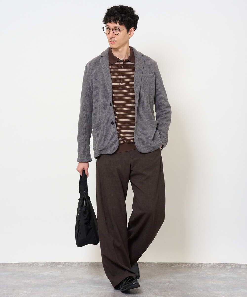 KHJKA15109 a.v.v MEN(アー・ヴェ・ヴェ) <初秋におすすめ！>ハニカムジャージースマートジャケット【イージーケア/ストレッチ/洗濯機で洗える】 グレー