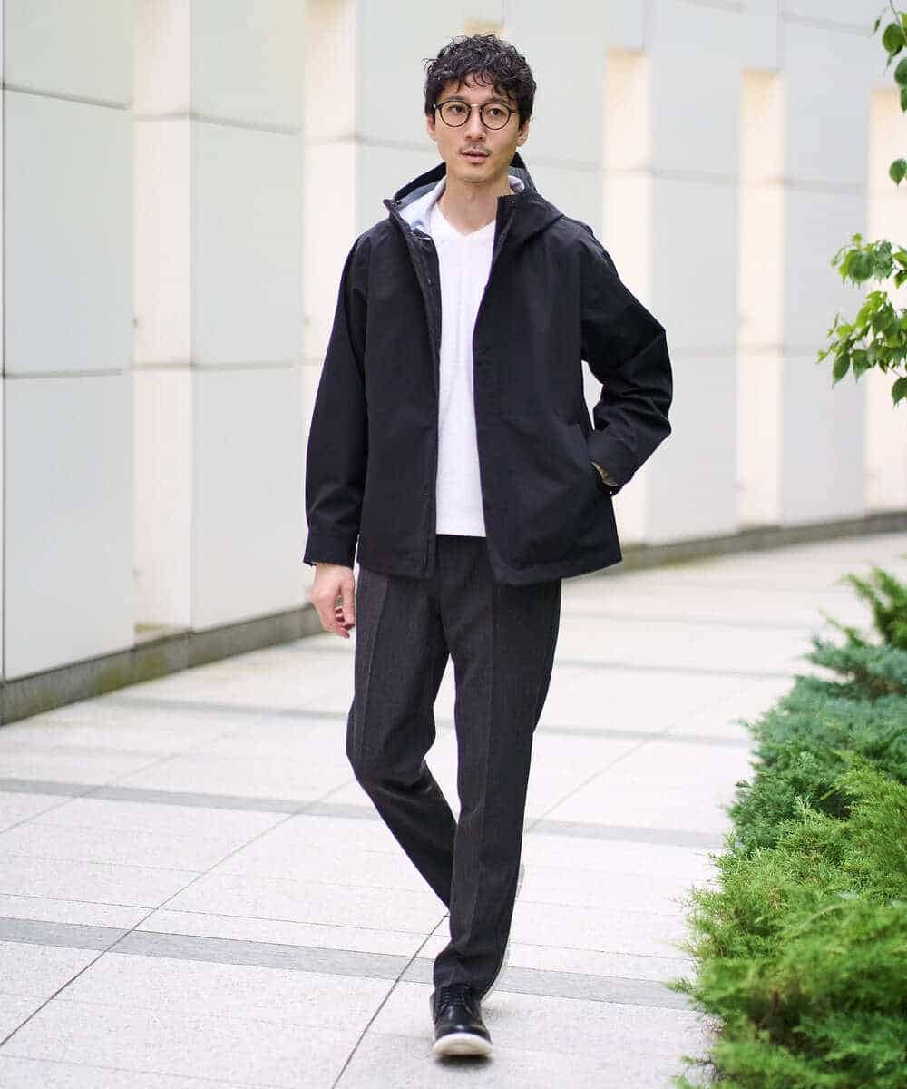 KHJLA01099 a.v.v MEN(アー・ヴェ・ヴェ) 【軽撥水/防風】SORONAラミネートコーティングスプリングマウンテンパーカー ブラック