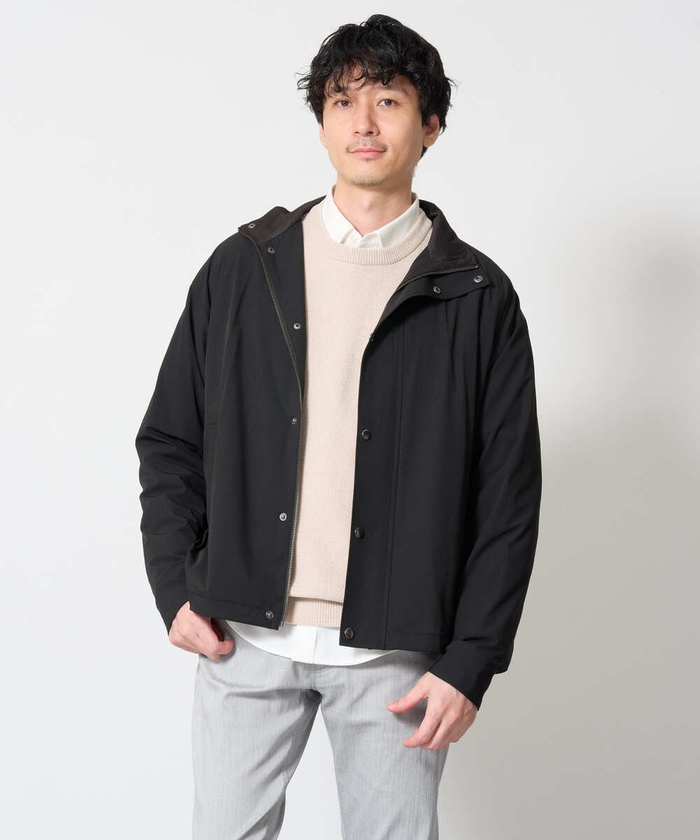 KHJLD29149 a.v.v MEN(アー・ヴェ・ヴェ) ウラメッシュナイロンストレッチスタンドブルゾン ブラック