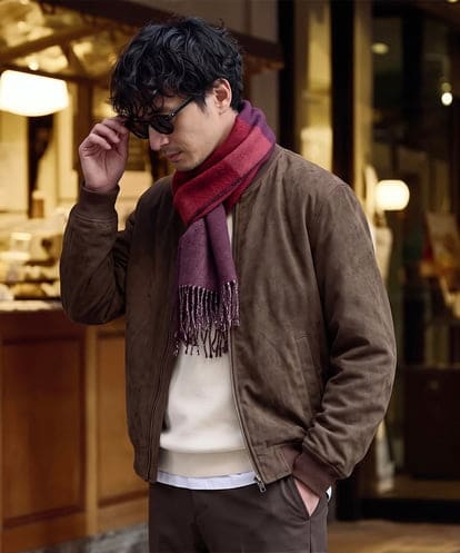 KHJLD32139 a.v.v MEN フェイクスエード中綿リブルゾン