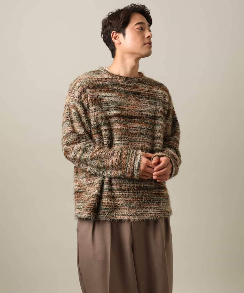 KHKAA64089 a.v.v MEN(アー・ヴェ・ヴェ) 【洗濯機で洗える】ミックスシャギーワイドシルエットプルオーバー ベージュ系