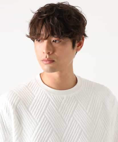 KHKEA09044 a.v.v MEN 【毛玉になりにくい】幾何柄フクレジャカード クルーネックスウェット