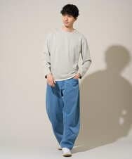 KHKED04049 a.v.v MEN(アー・ヴェ・ヴェ) ＼秋のライトアウター映えカットソー／変形ヘリンボンフェイクレイヤードカットソー【イージーケア/洗濯機で洗える/毛玉になりにくい】 グレー