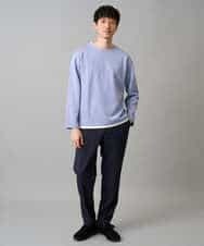 KHKED04049 a.v.v MEN(アー・ヴェ・ヴェ) ＼秋のライトアウター映えカットソー／変形ヘリンボンフェイクレイヤードカットソー【イージーケア/洗濯機で洗える/毛玉になりにくい】 グレー