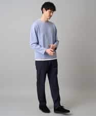 KHKED04049 a.v.v MEN(アー・ヴェ・ヴェ) ＼秋のライトアウター映えカットソー／変形ヘリンボンフェイクレイヤードカットソー【イージーケア/洗濯機で洗える/毛玉になりにくい】 グレー