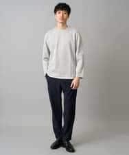 KHKED04049 a.v.v MEN(アー・ヴェ・ヴェ) ＼秋のライトアウター映えカットソー／変形ヘリンボンフェイクレイヤードカットソー【イージーケア/洗濯機で洗える/毛玉になりにくい】 グレー