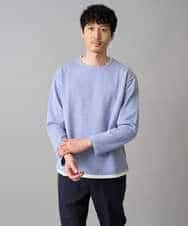 KHKED04049 a.v.v MEN(アー・ヴェ・ヴェ) ＼秋のライトアウター映えカットソー／変形ヘリンボンフェイクレイヤードカットソー【イージーケア/洗濯機で洗える/毛玉になりにくい】 グレー
