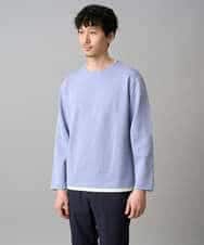 KHKED04049 a.v.v MEN(アー・ヴェ・ヴェ) ＼秋のライトアウター映えカットソー／変形ヘリンボンフェイクレイヤードカットソー【イージーケア/洗濯機で洗える/毛玉になりにくい】 グレー