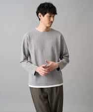 KHKED04049 a.v.v MEN(アー・ヴェ・ヴェ) ＼秋のライトアウター映えカットソー／変形ヘリンボンフェイクレイヤードカットソー【イージーケア/洗濯機で洗える/毛玉になりにくい】 グレー