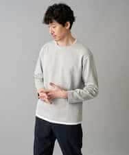 KHKED04049 a.v.v MEN(アー・ヴェ・ヴェ) ＼秋のライトアウター映えカットソー／変形ヘリンボンフェイクレイヤードカットソー【イージーケア/洗濯機で洗える/毛玉になりにくい】 グレー