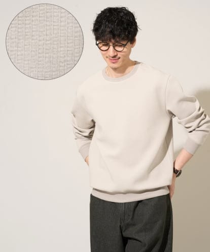 KHKED08059 a.v.v MEN 1枚で決まるカットソー【イージーケア/洗濯機で洗える/毛玉になりにくい/ストレッチ】サッカーダンボールプルオーバー