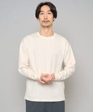 KHKFD13049 a.v.v MEN(アー・ヴェ・ヴェ) ＼秋の上品見えカットソー／タックジャカードクルーネックプルオーバー【イージーケア/洗濯機で洗える/毛玉になりにくい】 アイボリー