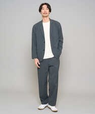 KHKFD13049 a.v.v MEN(アー・ヴェ・ヴェ) ＼秋の上品見えカットソー／タックジャカードクルーネックプルオーバー【イージーケア/洗濯機で洗える/毛玉になりにくい】 アイボリー