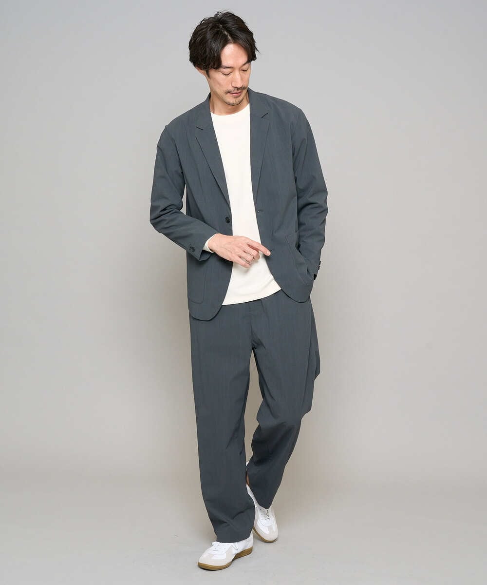 KHKFD13049 a.v.v MEN(アー・ヴェ・ヴェ) ＼秋の上品見えカットソー／タックジャカードクルーネックプルオーバー【イージーケア/洗濯機で洗える/毛玉になりにくい】 アイボリー