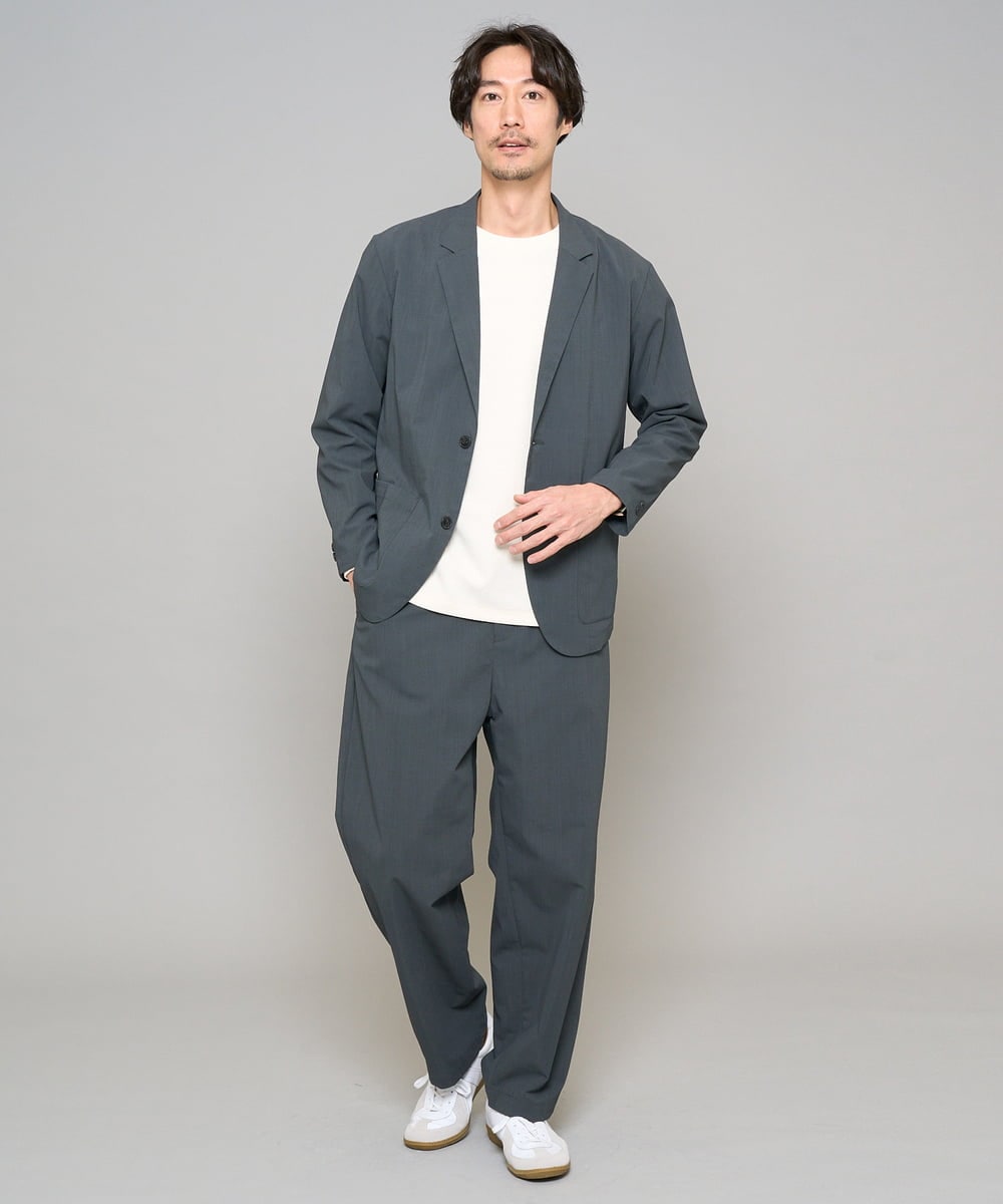 KHKFD13049 a.v.v MEN(アー・ヴェ・ヴェ) ＼秋の上品見えカットソー／タックジャカードクルーネックプルオーバー【イージーケア/洗濯機で洗える/毛玉になりにくい】 アイボリー
